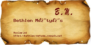 Bethlen Mátyás névjegykártya