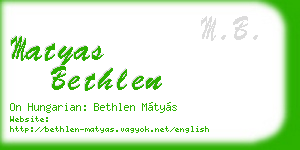 matyas bethlen business card